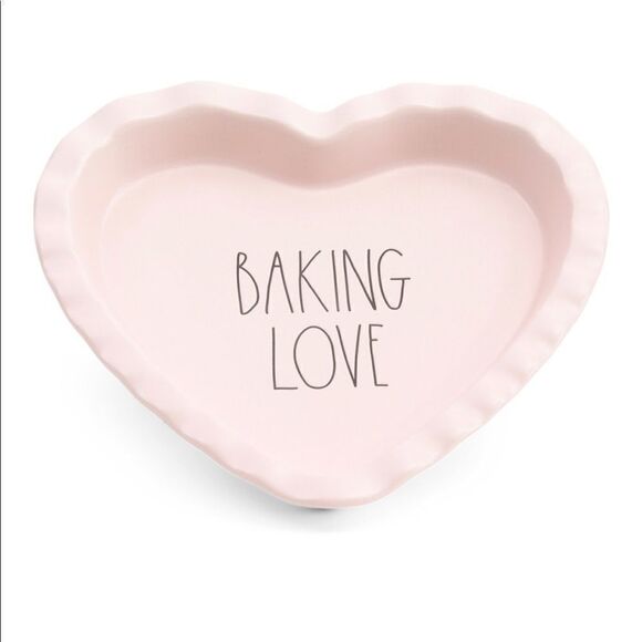 PINK Rae Dunn “Baking Love” Heart Dish - Picture 1 of 3
